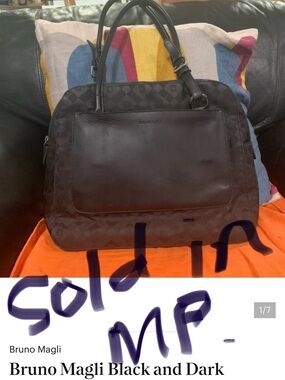 Bruno Magli Black and Dark Brown Satchel